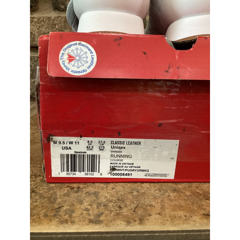 Reebok Classic Leather White Gum Mens 9.5 Womens 11 Sneakers 100008491 New - Picture 8 of 8